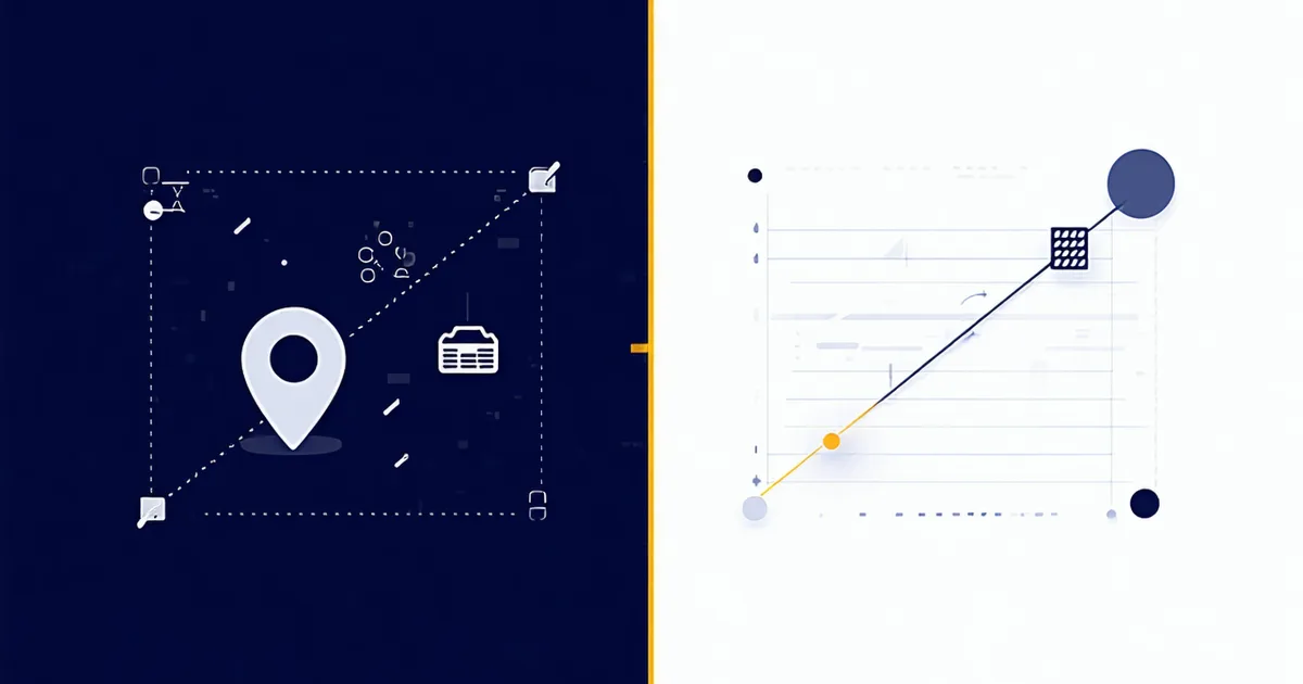 Split concept showing reactive freight visibility versus predictive ETA modeling